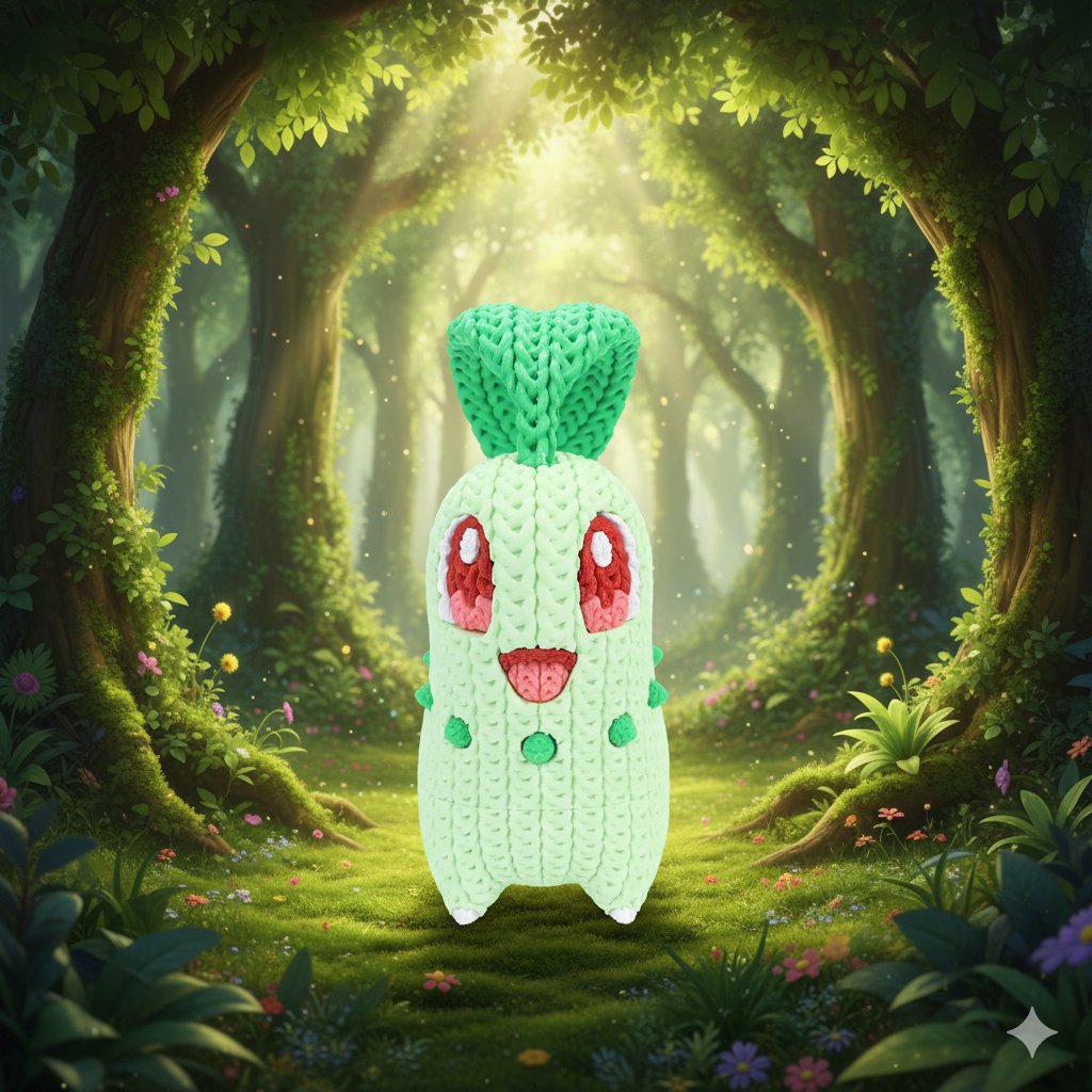 Knitted Leaf Starter Buddy – Sanfter Natur-Charakter im cozy Stricklook Whale 3D Studio