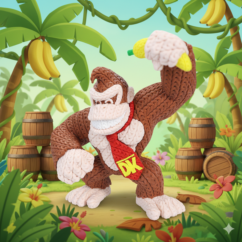 Knitted Jungle Power Ape – Kraftvoller Game-Charakter im cozy Stricklook Whale 3D Studio