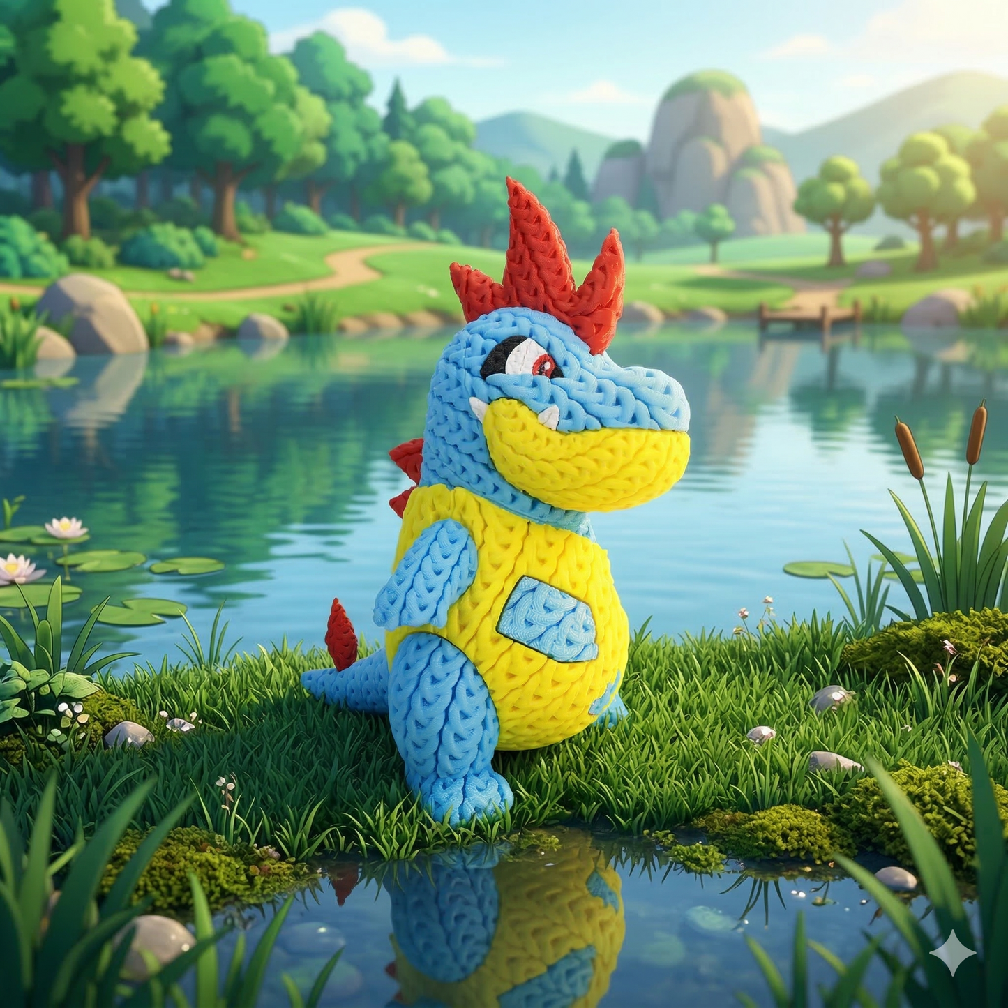 Knitted Water Creature Evolution – Cozy Sammlerfigur im Stricklook Whale 3D Studio