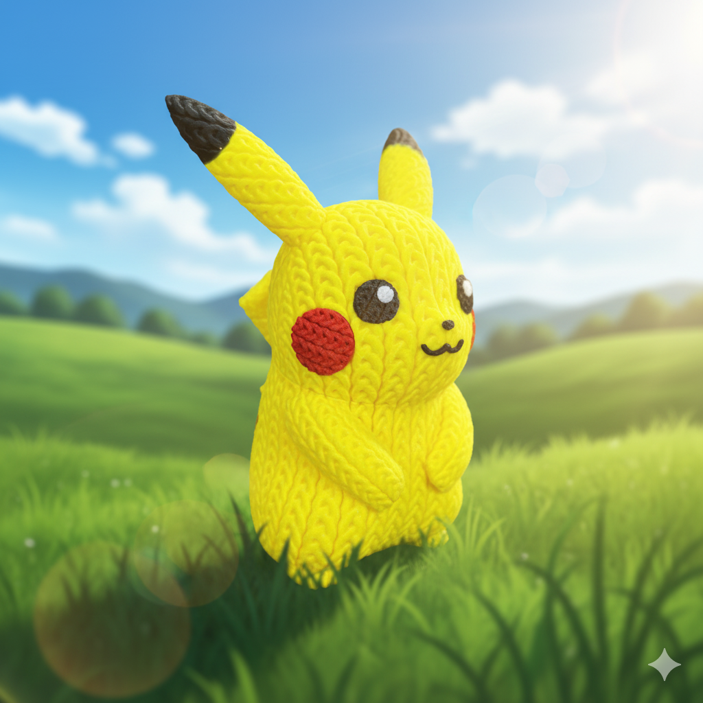 Knitted Electric Buddy – Cozy Monster Fanart Figur Whale 3D Studio