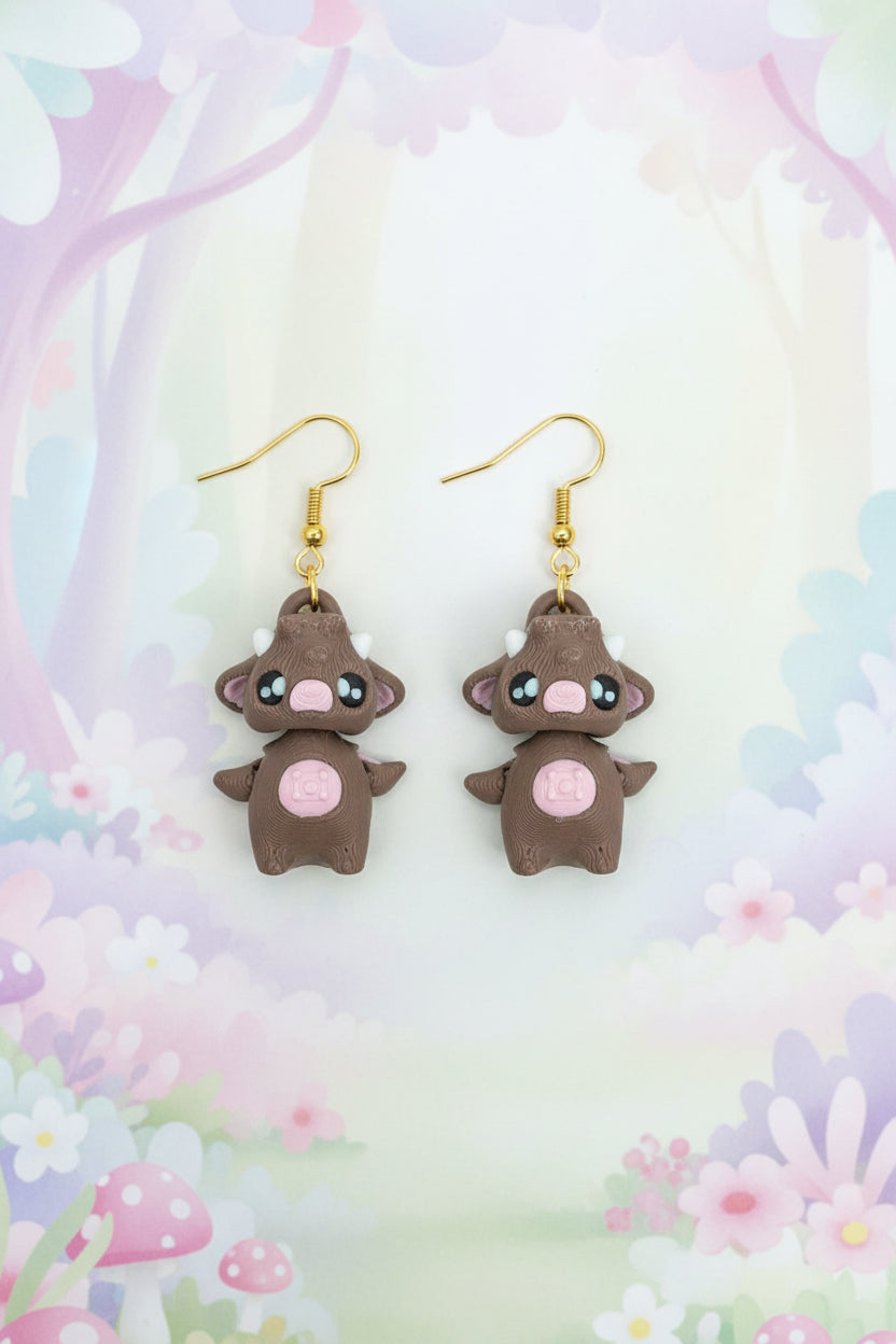 Kuh-Ohrringe mit schwarzem Anhänger, rosa Fleck und goldfarbenen Haken
