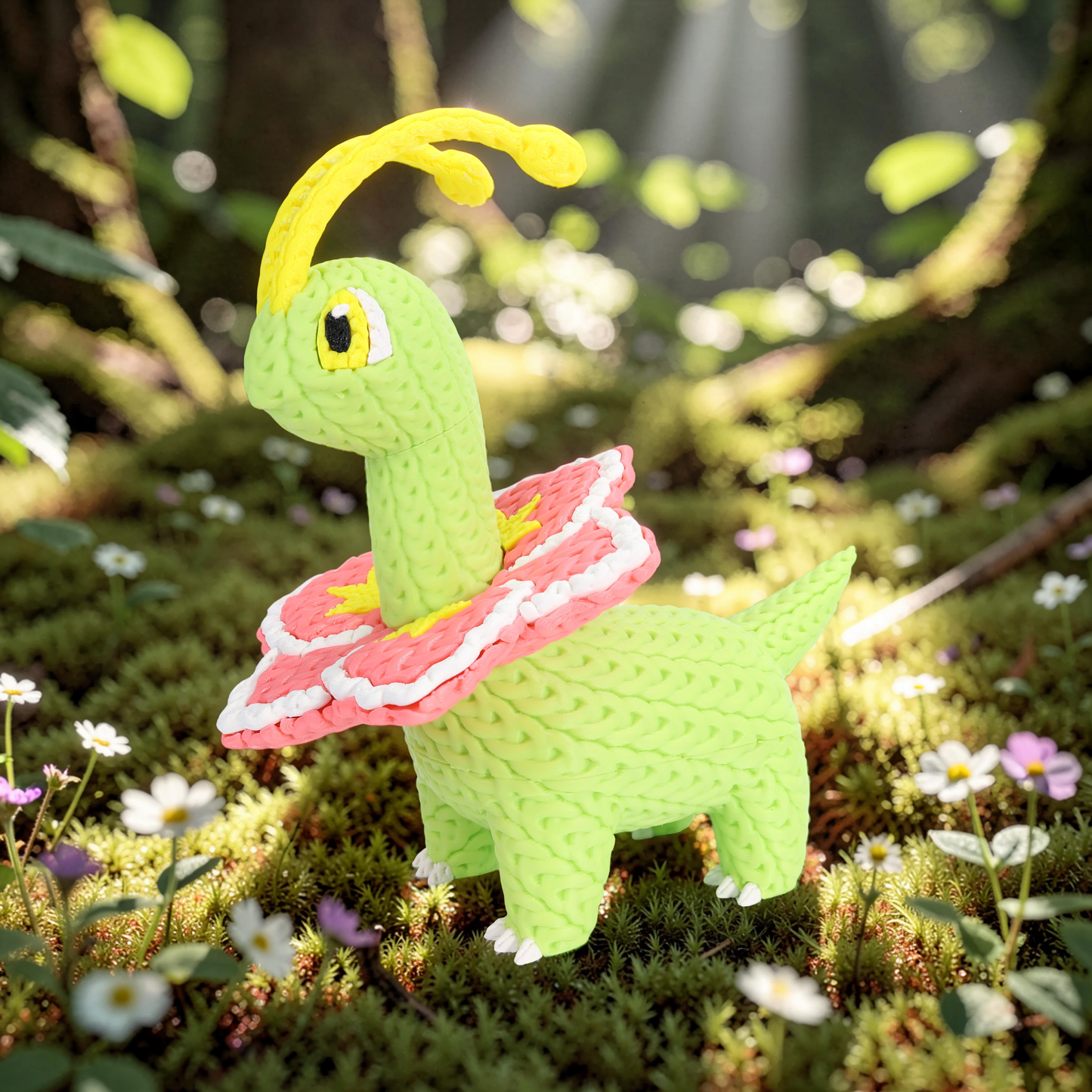 Knitted Monster – Pflanzlicher Dino inspiriert von Meganium Whale 3D Studio