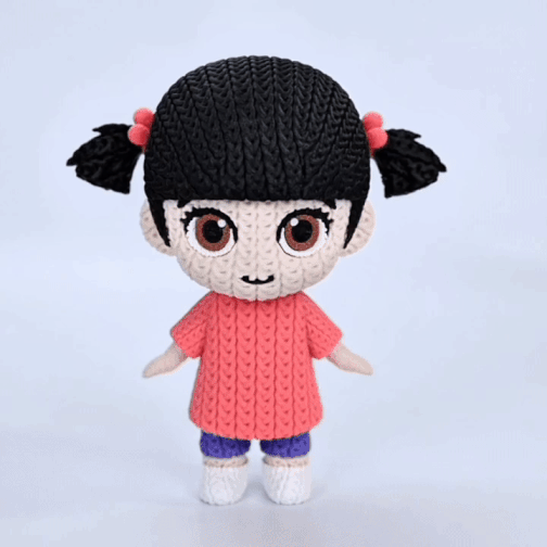 Knitted Little Monster Friend – Cozy Fantasy Fanart Figur Whale 3D Studio