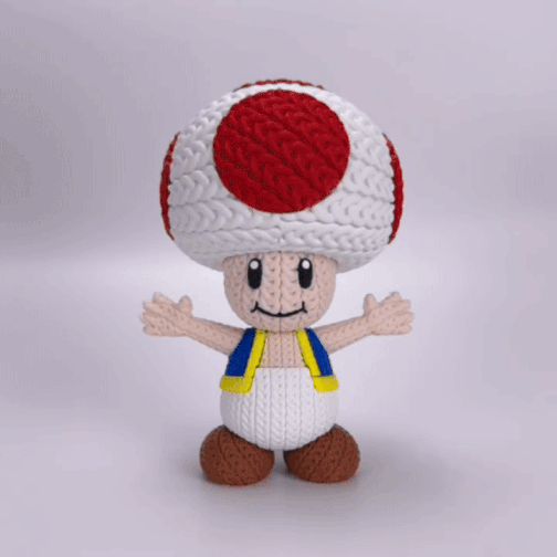 Knitted Mushroom Guide – Cozy Game Fanart Figur Whale 3D Studio