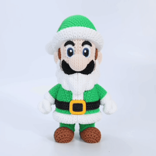 Knitted Green Hero Set – Cozy Game Fanart Figur & Santa Edition Whale 3D Studio