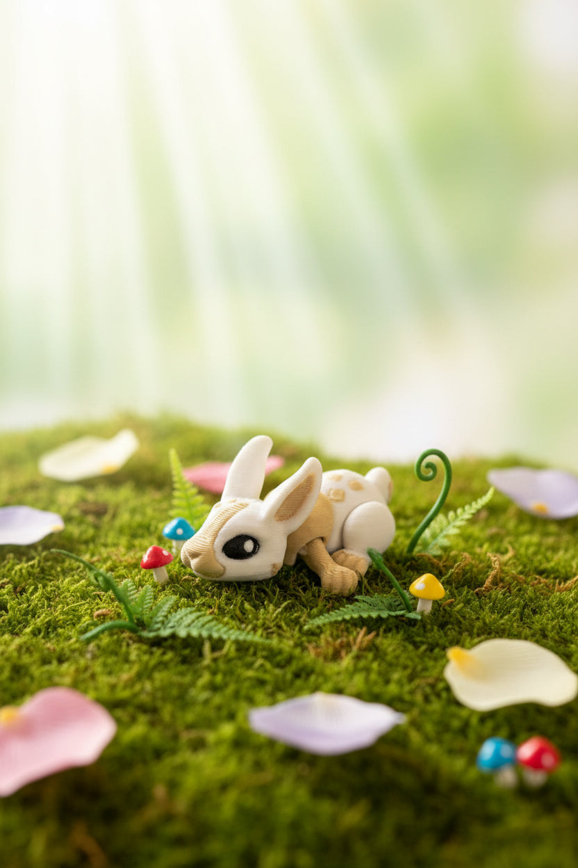 Osterhase-3D-Figur weiß, seitlich auf Steinboden liegend