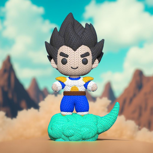 Knitted Saiyan Prince – Cozy Anime Fanart Figur Whale 3D Studio