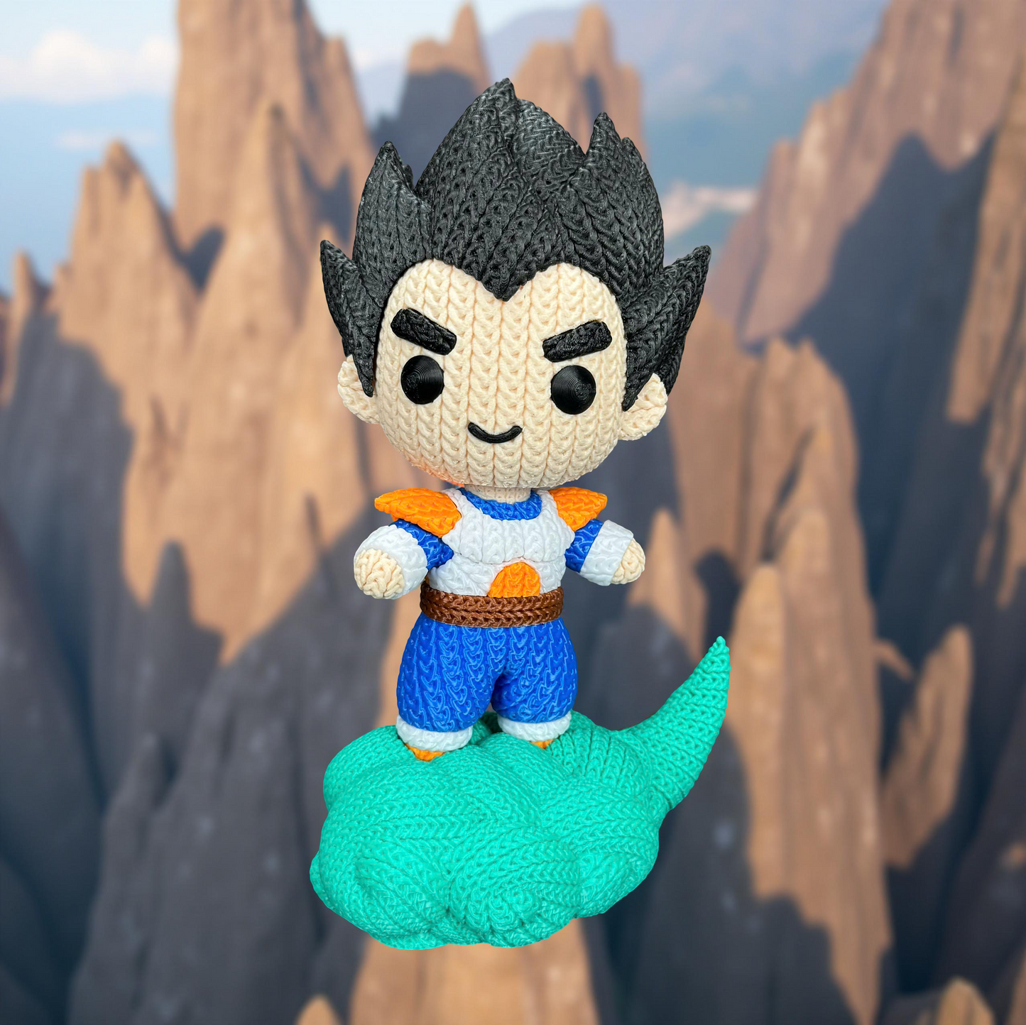 Knitted Saiyan Prince – Cozy Anime Fanart Figur Whale 3D Studio