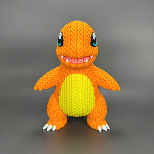 Knitted Fire Lizard Buddy – Cozy Monster Fanart Figur Whale 3D Studio