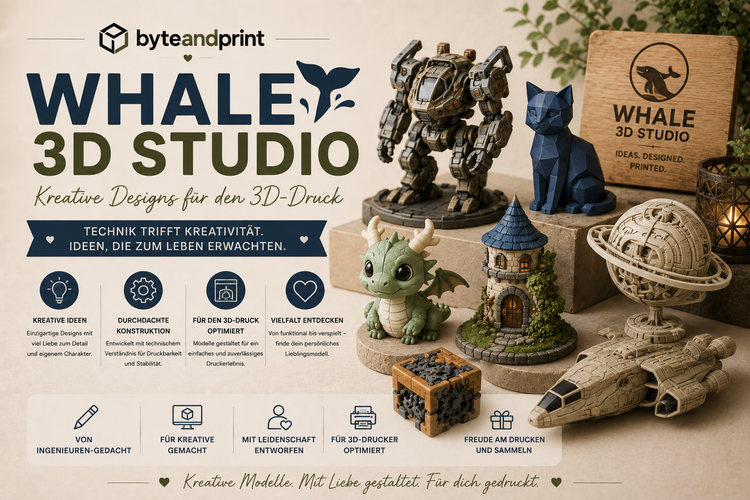 🐋 Whale 3D Studio – Kreative Designs für den 3D-Druck