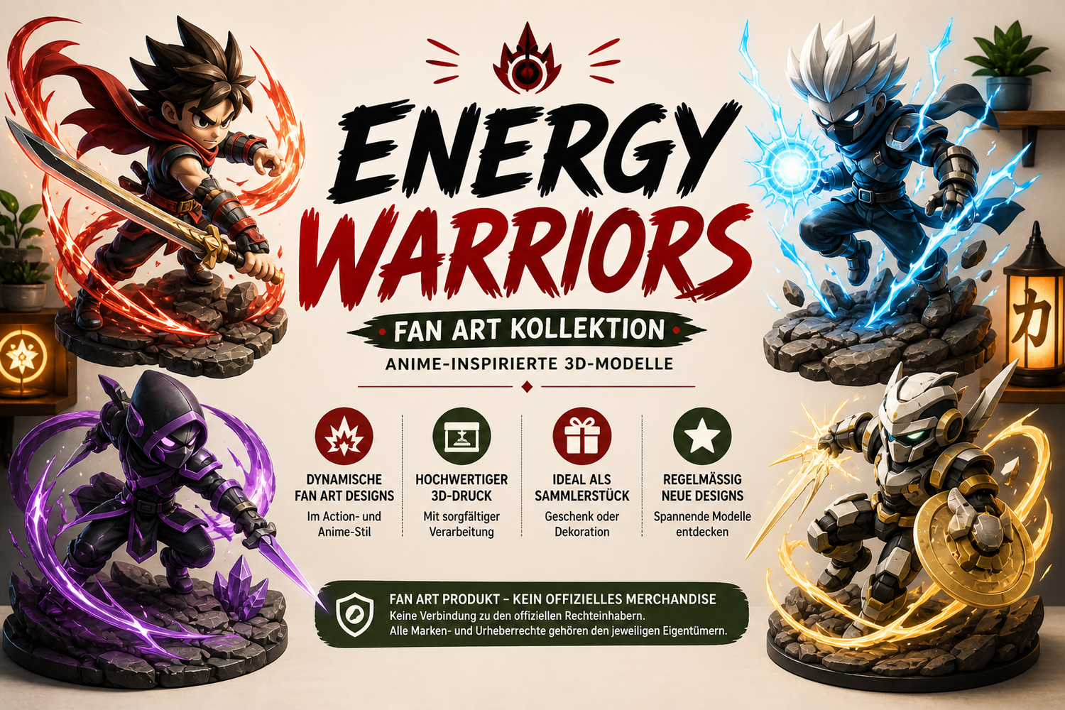 Energy Warriors Fan Art Kollektion – Anime-inspirierte 3D-Modelle
