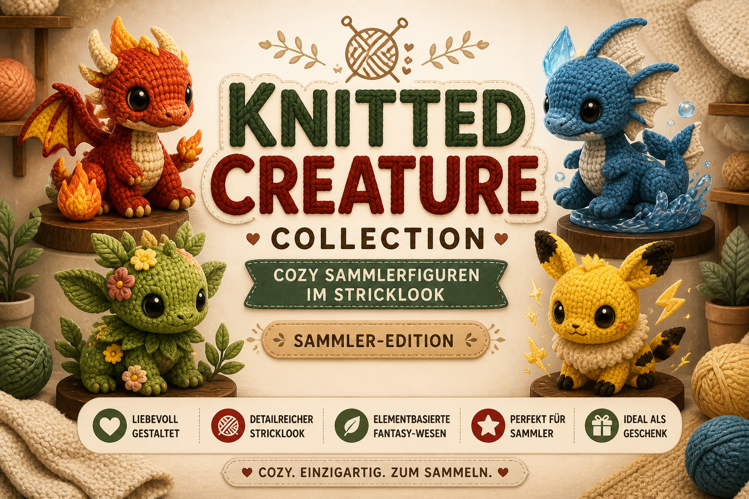 Knitted Creature Collection – Cozy Sammlerfiguren im Stricklook (Sammler-Edition)