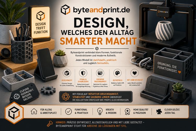 ✨ byteandprint.de – Design, welches den Alltag smarter macht
