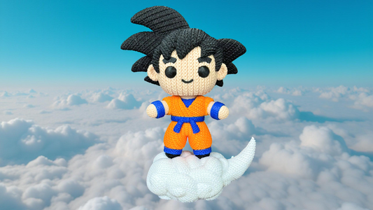 Knitted Saiyan Hero – Cozy Anime Fanart Figur Whale 3D Studio