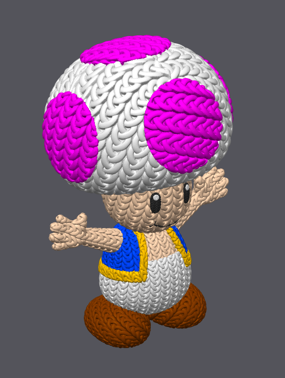 Knitted Mushroom Guide – Cozy Game Fanart Figur Whale 3D Studio