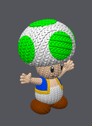 Knitted Mushroom Guide – Cozy Game Fanart Figur Whale 3D Studio