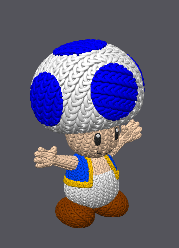 Knitted Mushroom Guide – Cozy Game Fanart Figur Whale 3D Studio