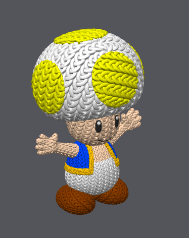 Knitted Mushroom Guide – Cozy Game Fanart Figur Whale 3D Studio