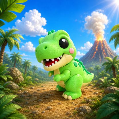 Grüne T-Rex-Dinofigur für Babys, gestrickt/strukturiert, mit großen Augen und Zähnen