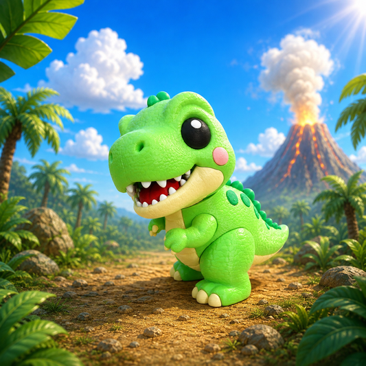 Grüne T-Rex-Dinofigur für Babys, gestrickt/strukturiert, mit großen Augen und Zähnen