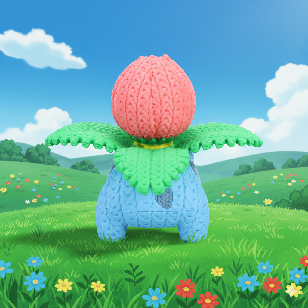 Knitted Plant Guardian – Naturverbundener Game-Charakter im cozy Stricklook Whale 3D Studio