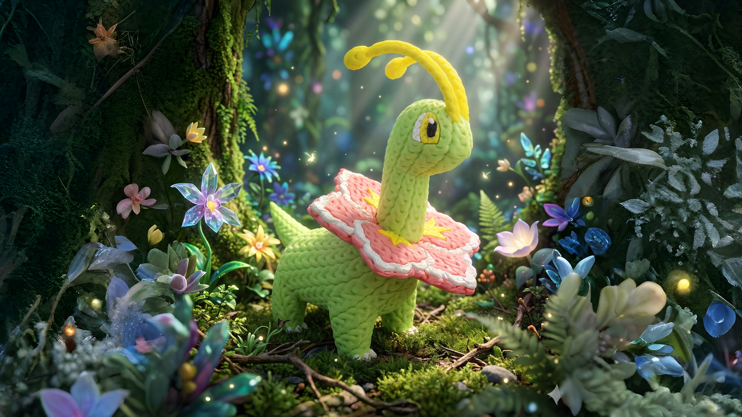 Knitted Monster – Pflanzlicher Dino inspiriert von Meganium Whale 3D Studio