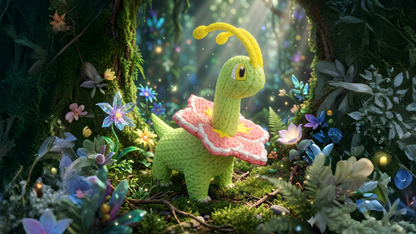 Knitted Monster – Pflanzlicher Dino inspiriert von Meganium Whale 3D Studio