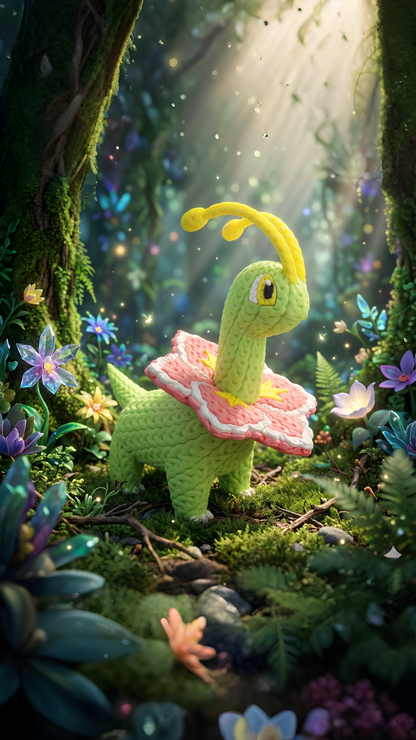 Knitted Monster – Pflanzlicher Dino inspiriert von Meganium Whale 3D Studio