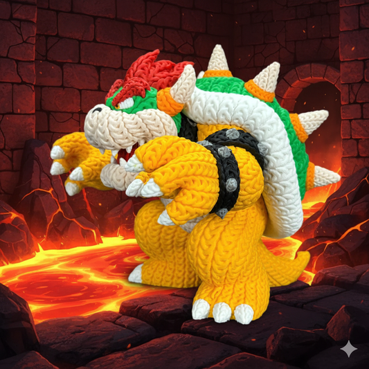 Knitted Fire King – Cozy Game Fanart Figur Whale 3D Studio