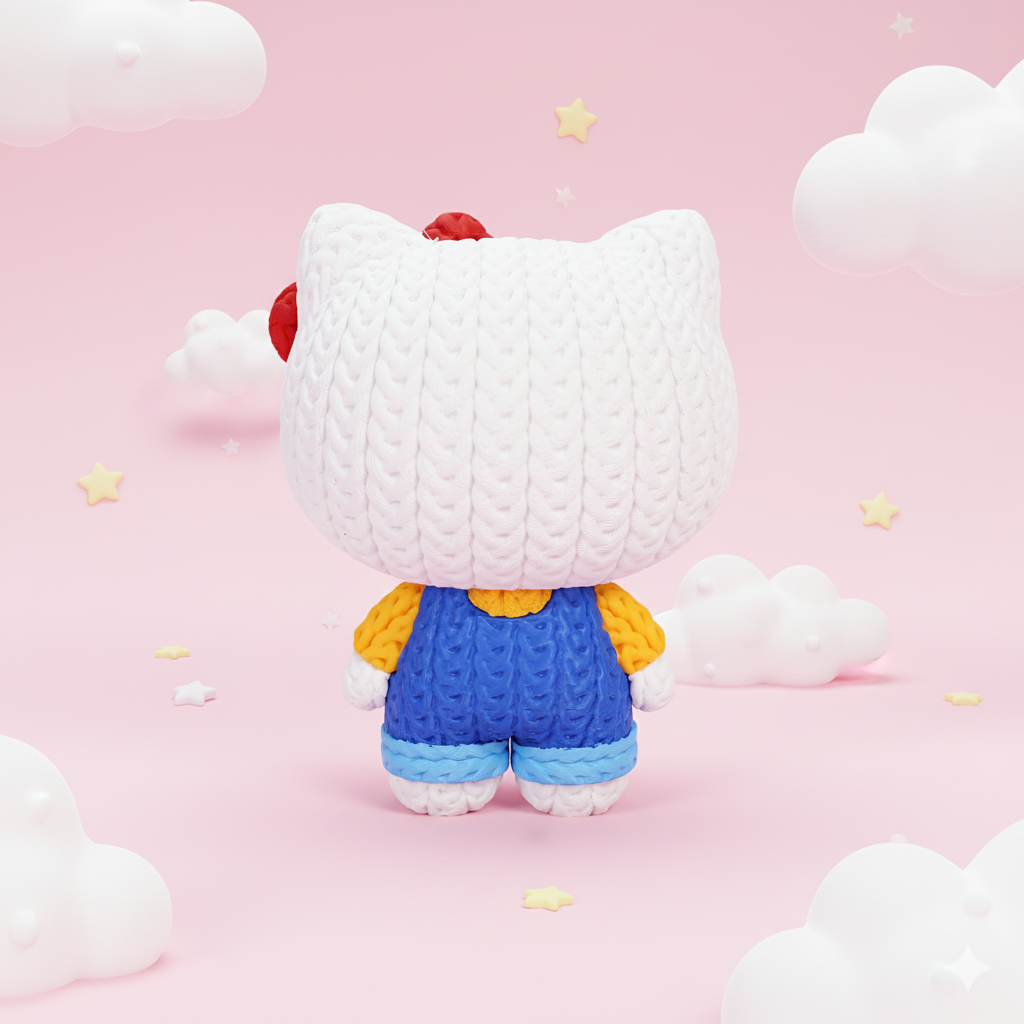 Knitted Cute Cat – Cozy Kawaii Fanart Figur Whale 3D Studio
