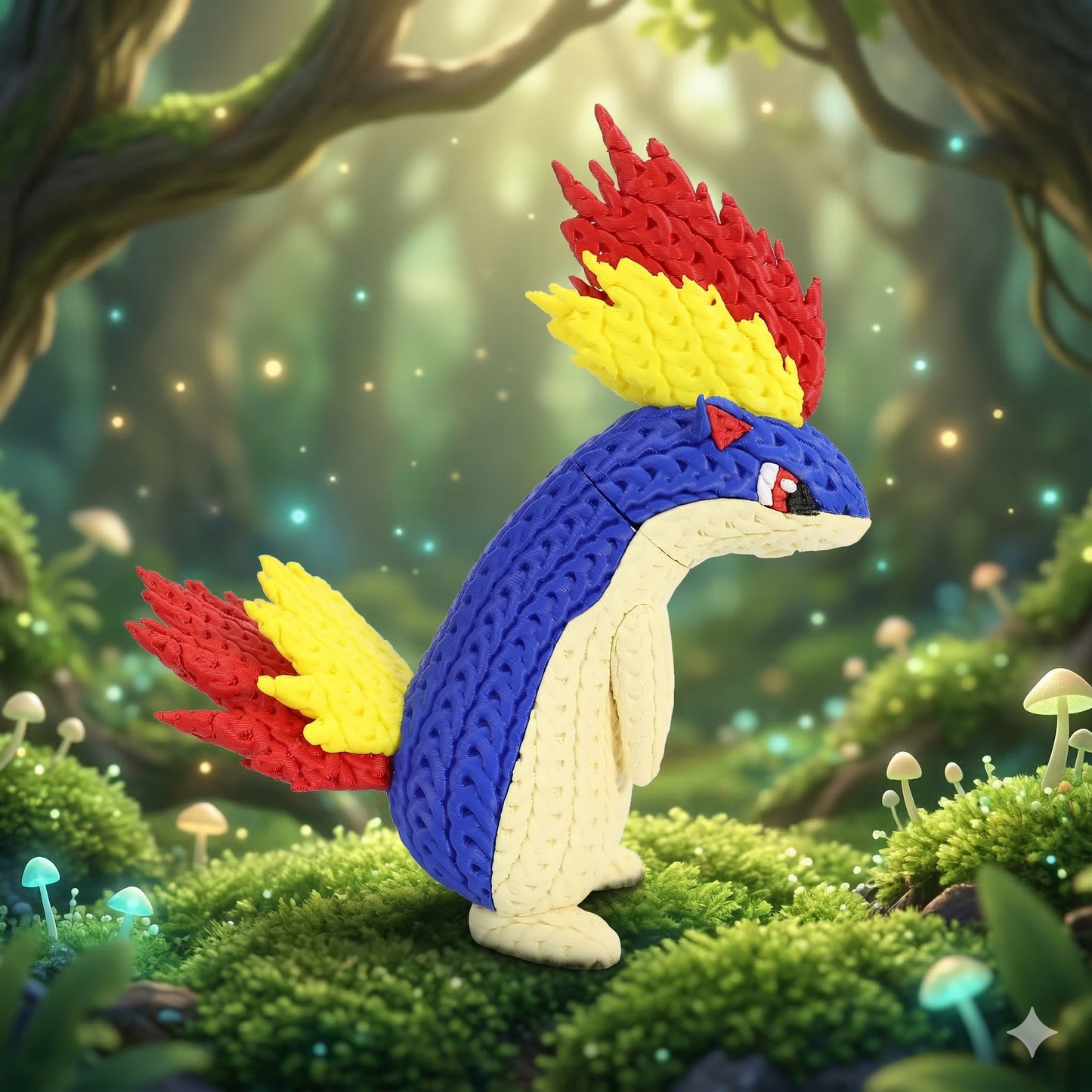 Knitted Fire Creature Evolution – Cozy Sammlerfigur im Stricklook Whale 3D Studio