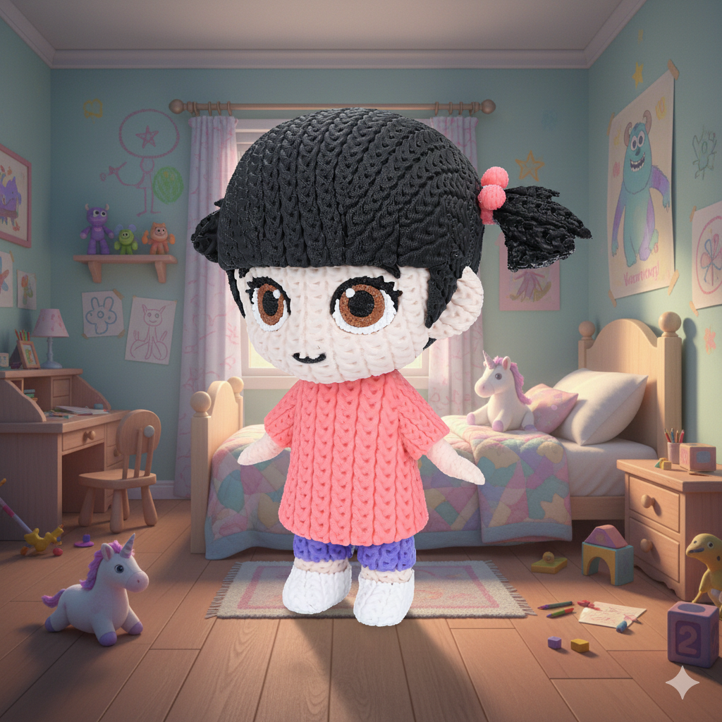 Knitted Little Monster Friend – Cozy Fantasy Fanart Figur Whale 3D Studio