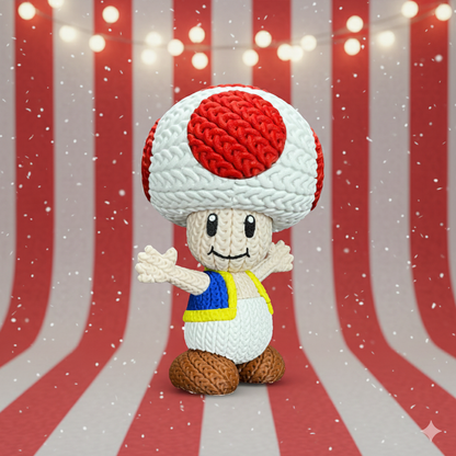 Knitted Mushroom Guide – Cozy Game Fanart Figur Whale 3D Studio