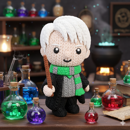 Knitted Wizard Student – Cozy Sammlerfigur im Stricklook Whale 3D Studio