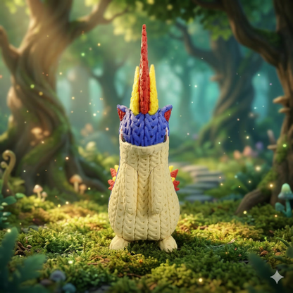 Knitted Fire Creature Evolution – Cozy Sammlerfigur im Stricklook Whale 3D Studio