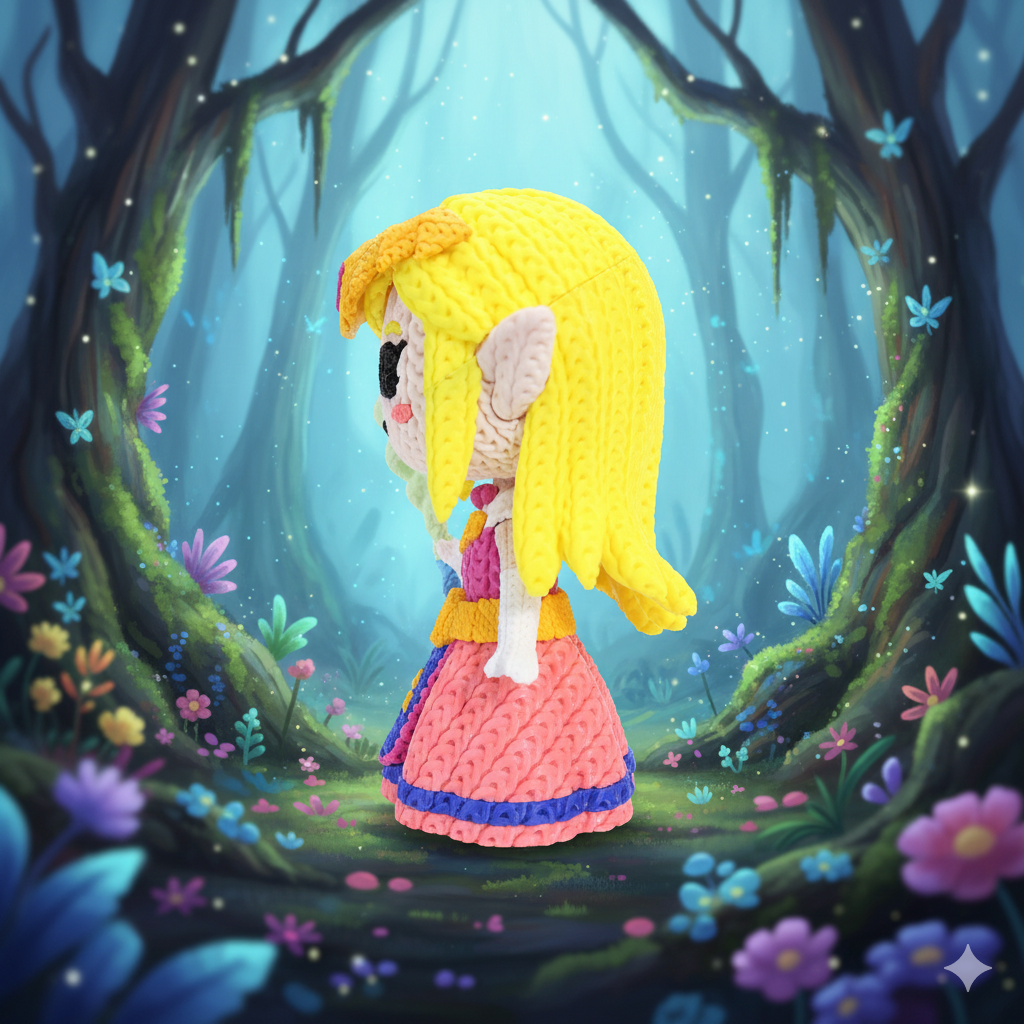 Knitted Royal Forest Princess – Elegante Fantasy-Heldin im cozy Stricklook Whale 3D Studio