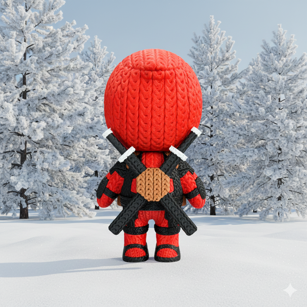 Knitted Red Merc Duo – Cozy Antihero Fanart & Christmas Edition Whale 3D Studio