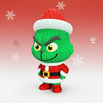 Knitted Green Holiday Trickster & Dog – Cozy Winter Fanart Figur Whale 3D Studio