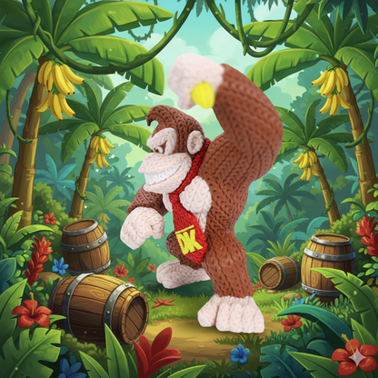 Knitted Jungle Power Ape – Kraftvoller Game-Charakter im cozy Stricklook Whale 3D Studio