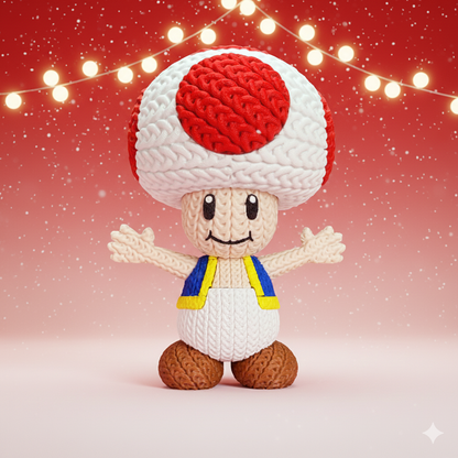 Knitted Mushroom Guide – Cozy Game Fanart Figur Whale 3D Studio