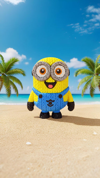 Knitted Yellow Mischief Buddy – Frecher Filmheld im cozy Stricklook Whale 3D Studio Whale 3D Studio