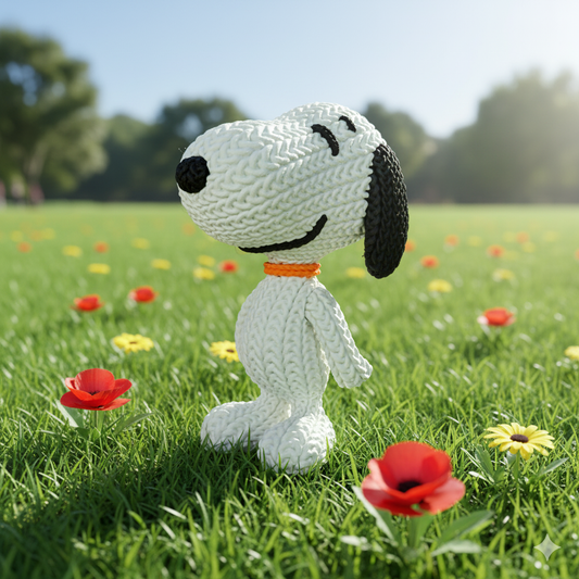 Knitted Comic Dog – Cozy Cartoon Fanart Figur Whale 3D Studio