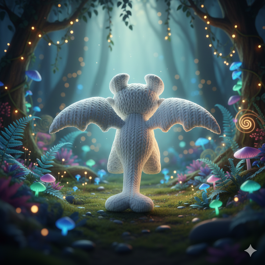 Knitted Light Dragon Companion – Anmutiger Fantasy-Drache im cozy Stricklook Whale 3D Studio