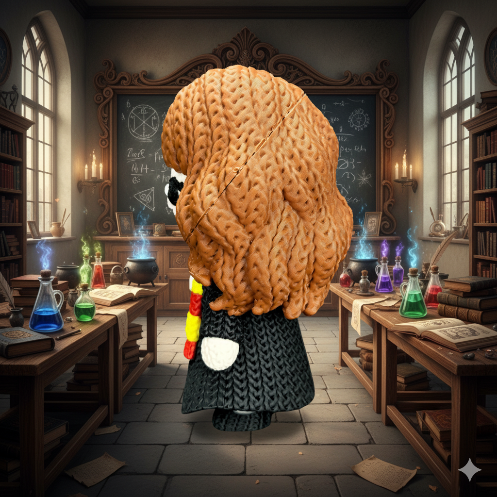 Knitted Clever Witch – Cozy Fantasy Fanart Figur Whale 3D Studio