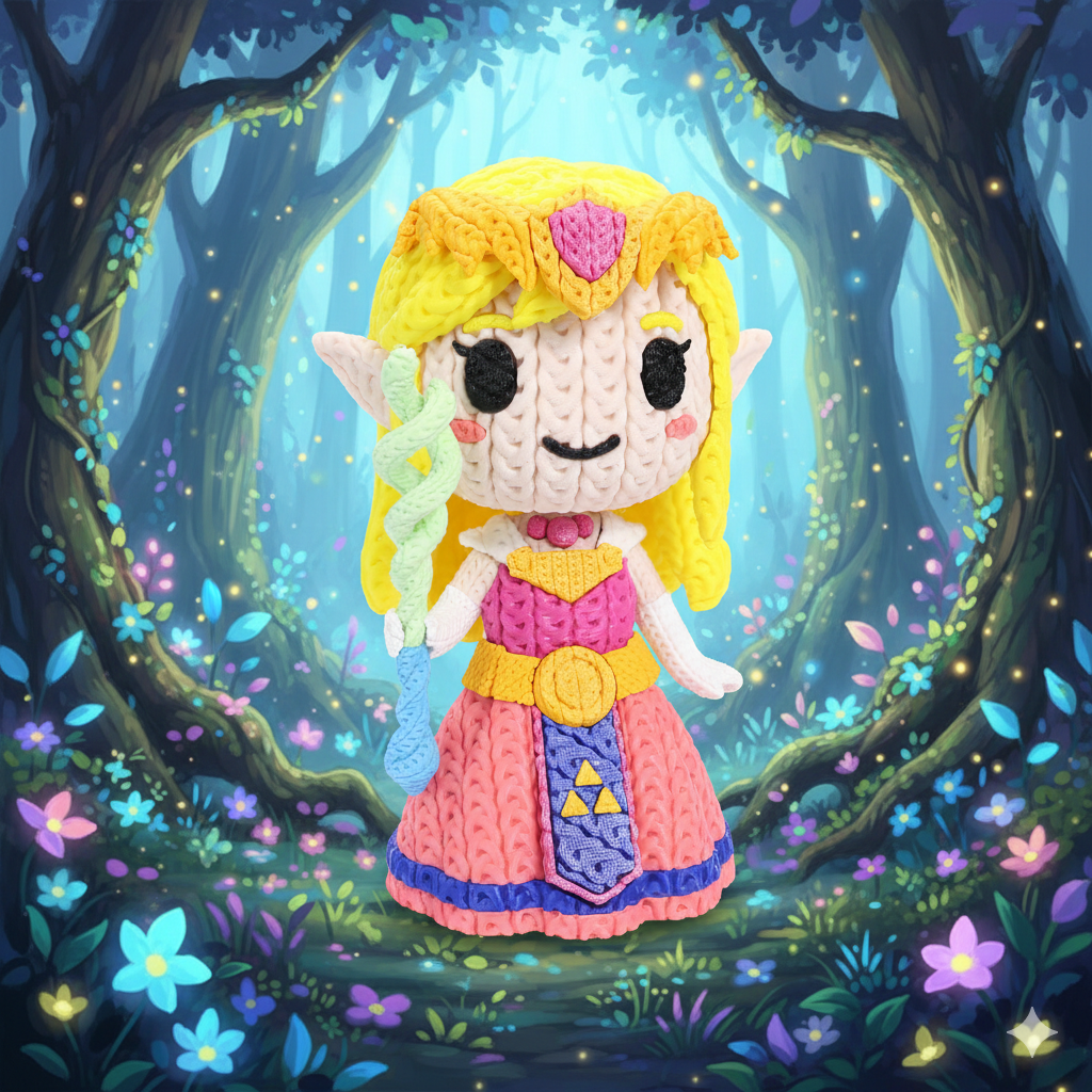 Knitted Royal Forest Princess – Elegante Fantasy-Heldin im cozy Stricklook Whale 3D Studio