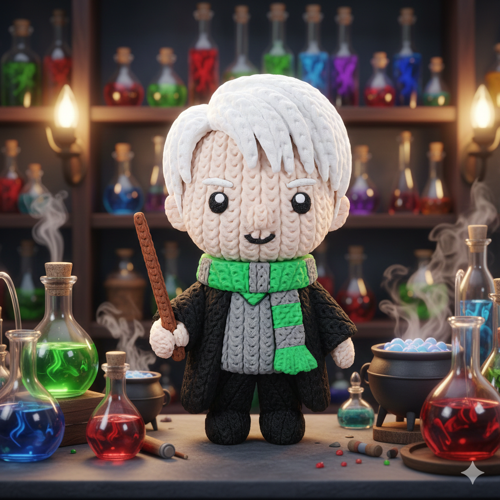 Knitted Wizard Student – Cozy Sammlerfigur im Stricklook Whale 3D Studio