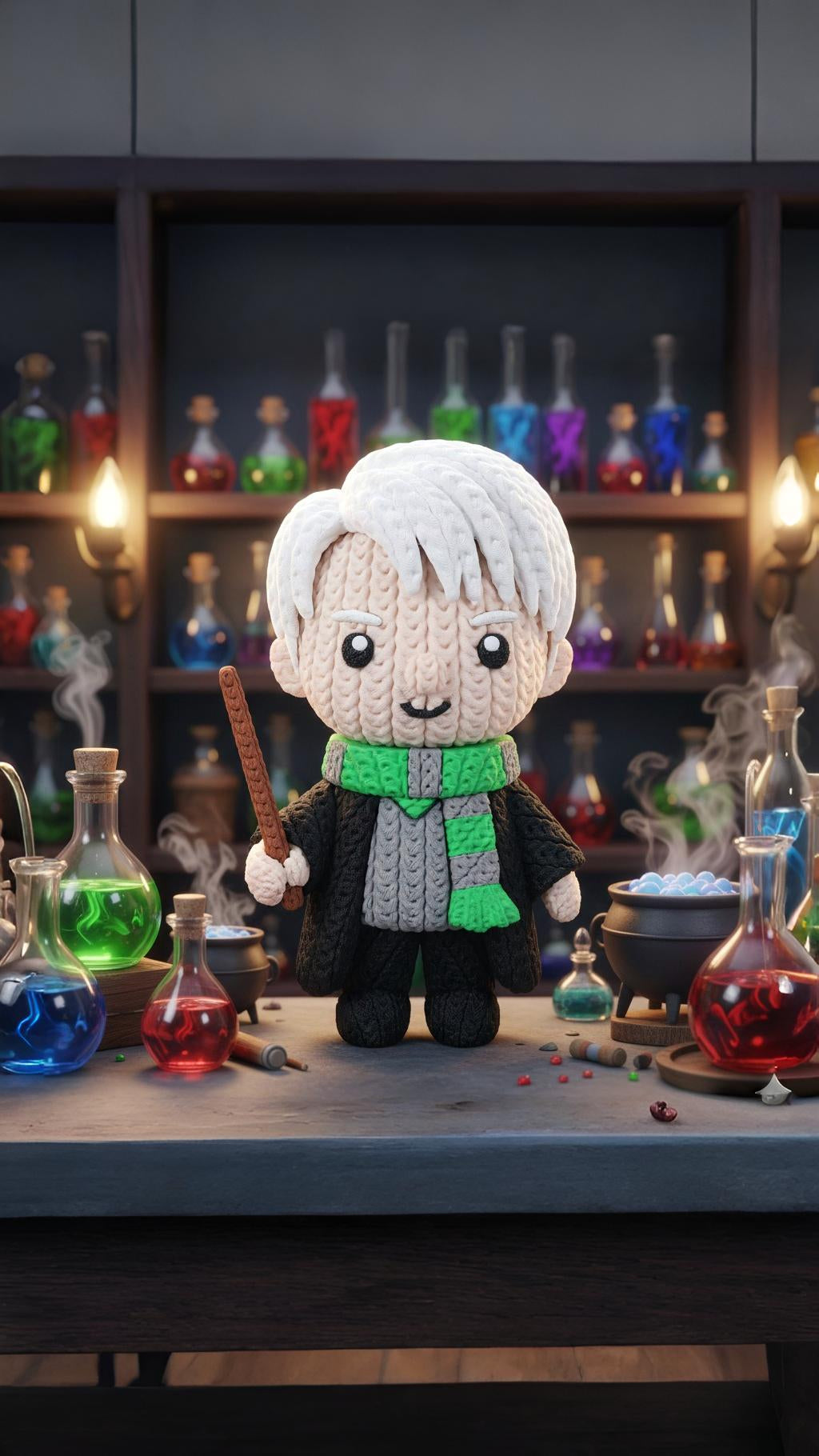 Knitted Wizard Student – Cozy Sammlerfigur im Stricklook Whale 3D Studio