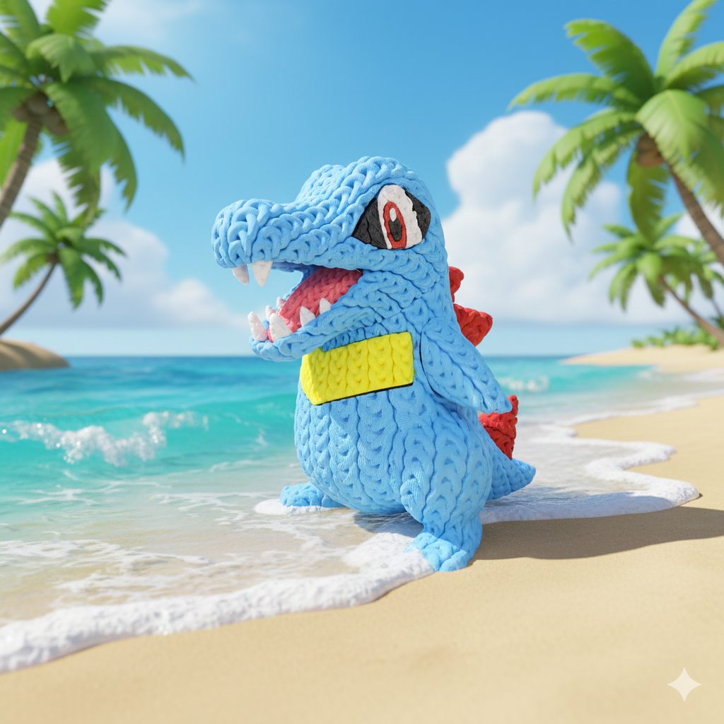 Knitted Water Creature – Cozy Sammlerfigur im Stricklook Whale 3D Studio