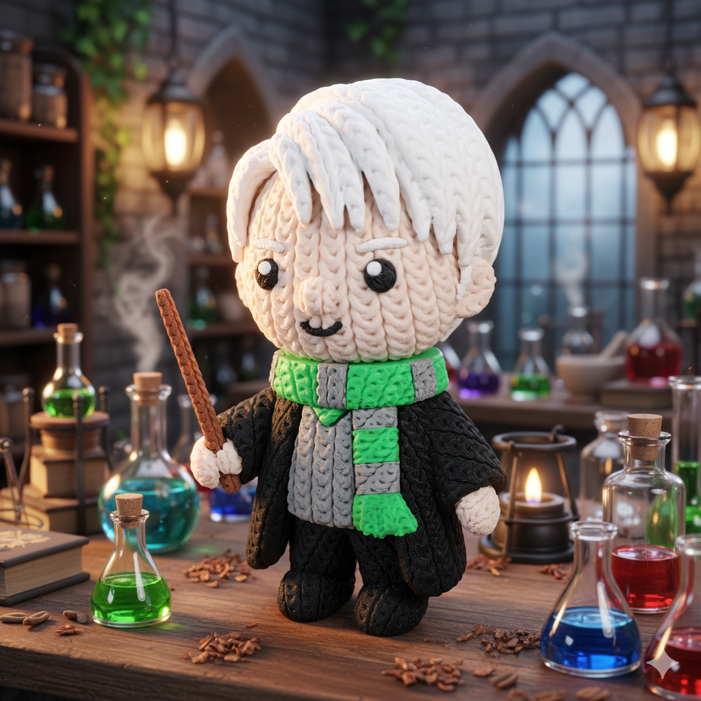 Knitted Wizard Student – Cozy Sammlerfigur im Stricklook Whale 3D Studio