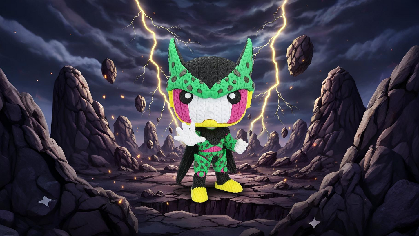 Knitted Bio Warrior – Cozy Anime Villain Fanart Figur Whale 3D Studio